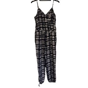Madewell black Gingham Plaid Striped Jumpsuit Sleeveless S